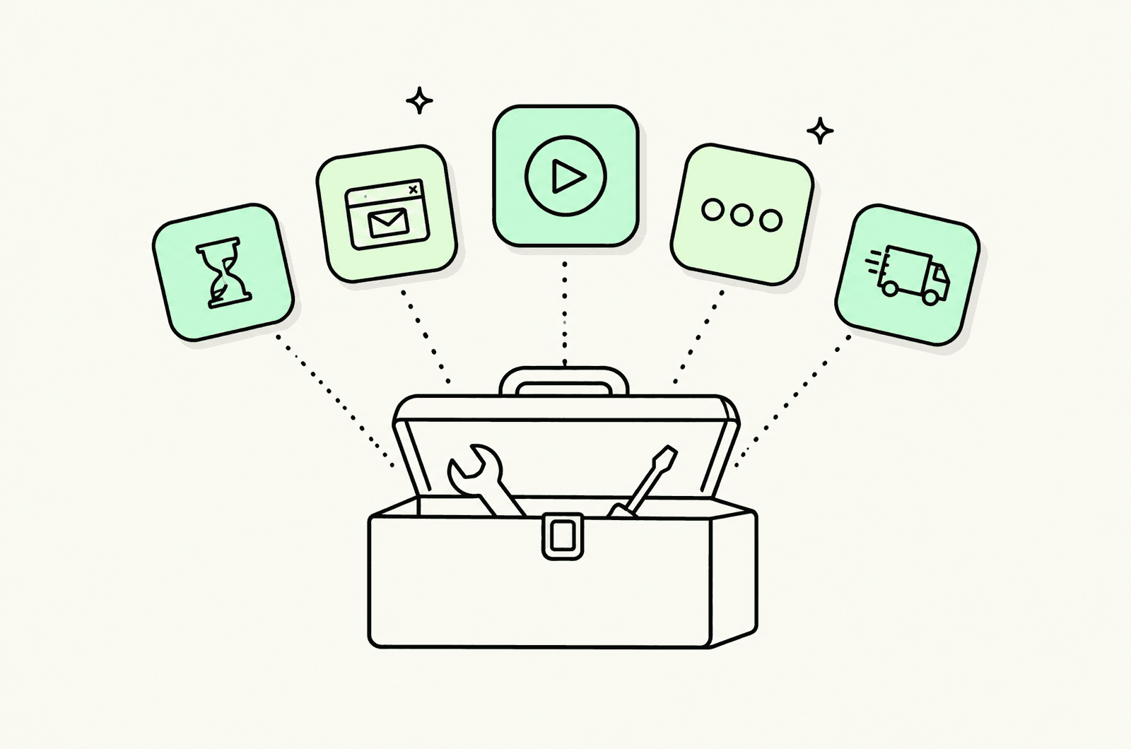 The Conversion Shopify app suite — five glass app tiles above a Shopify bag